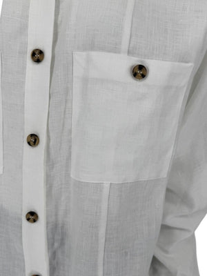WOERA White Linen Button-Up Shirt – Size M