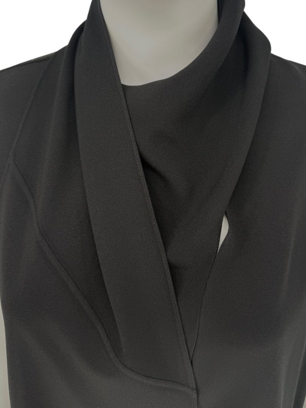 Adam Lippes Black Sleeveless Draped Collar Top – Size 12