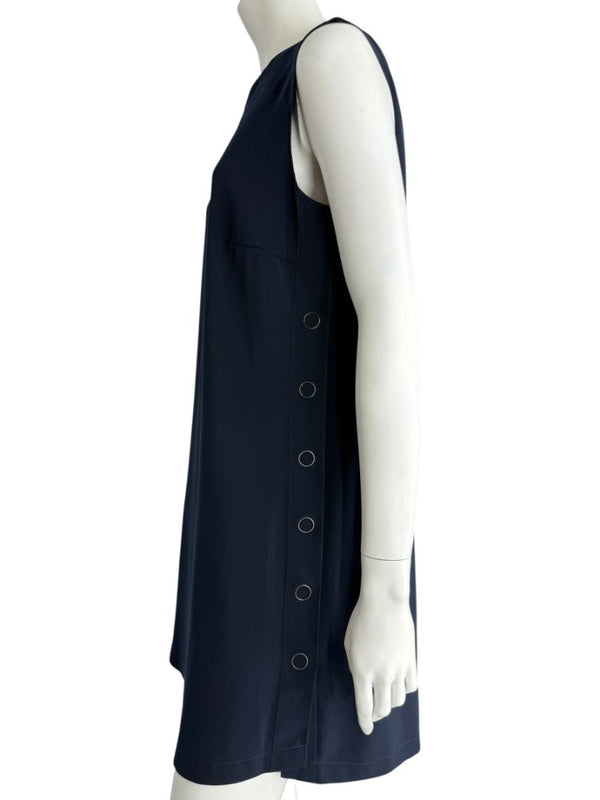 Akris Punto Navy Sleeveless Shift Dress with Side Grommet Detail – Size 10