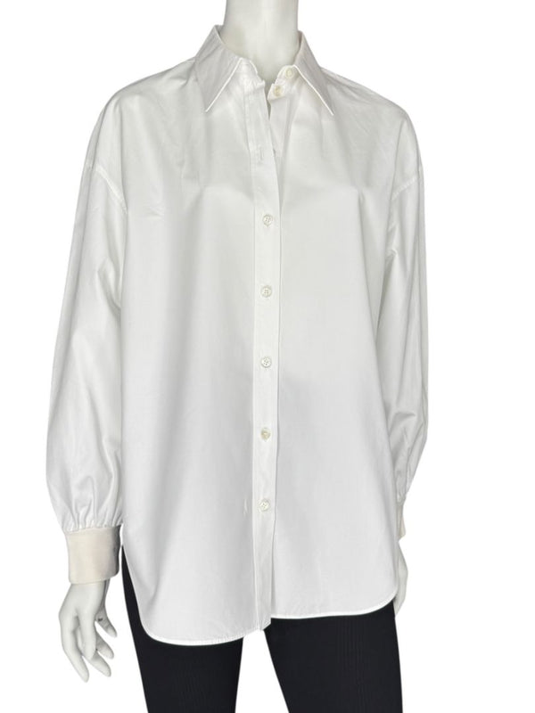 Alexander McQueen White Cotton Shirt with Balloon Sleeves – Size IT 38