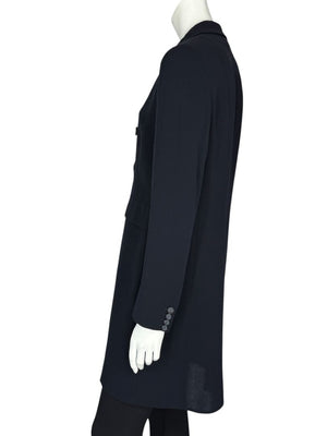 Akris Navy Wool-Blend Double-Breasted Longline Blazer Coat – Size US 8