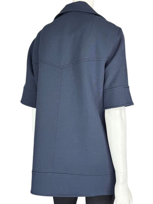 Akris Punto Navy Virgin Wool Short-Sleeve Coat – Size US 8