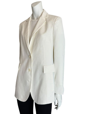 Akris White Textured Cotton-Silk Blend Blazer – Size 8
