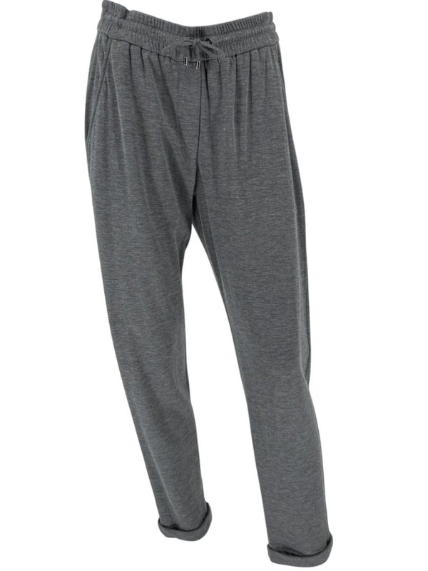 Brunello Cucinelli Grey Cotton-Silk Blend Knit Jogger Pants - Size L