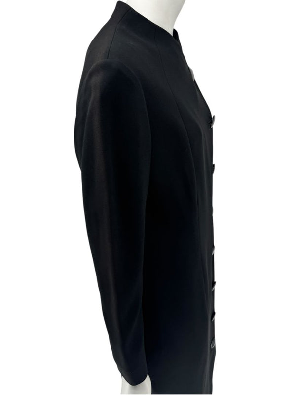 Pamella Roland Black Asymmetric Button-Front Dress - Large