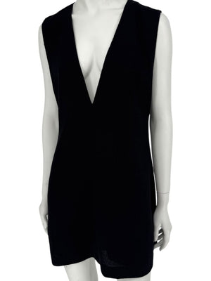 Lida Baday Black Wool Deep-V Mini Dress – Size 12