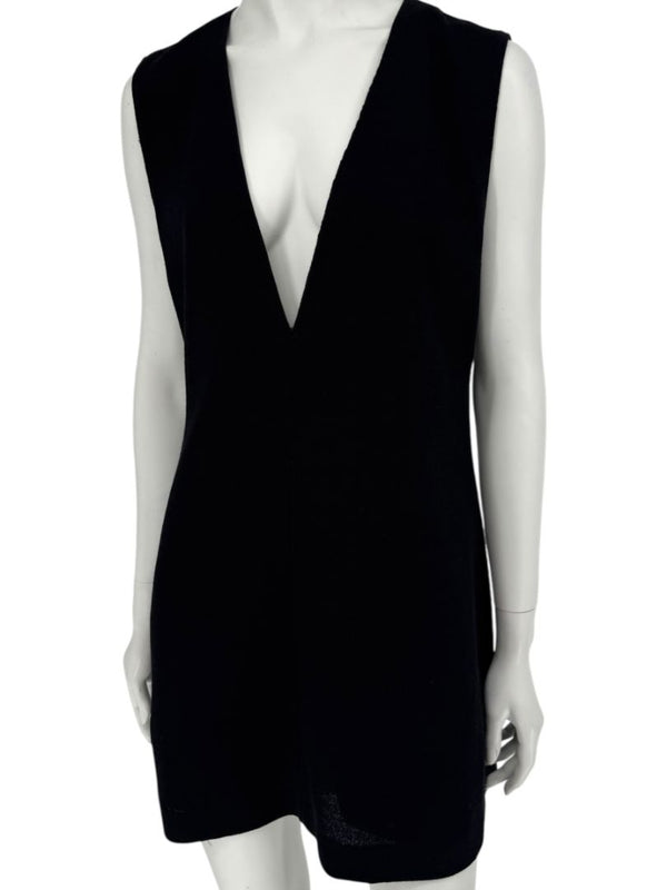 Lida Baday Black Wool Deep-V Mini Dress – Size 12