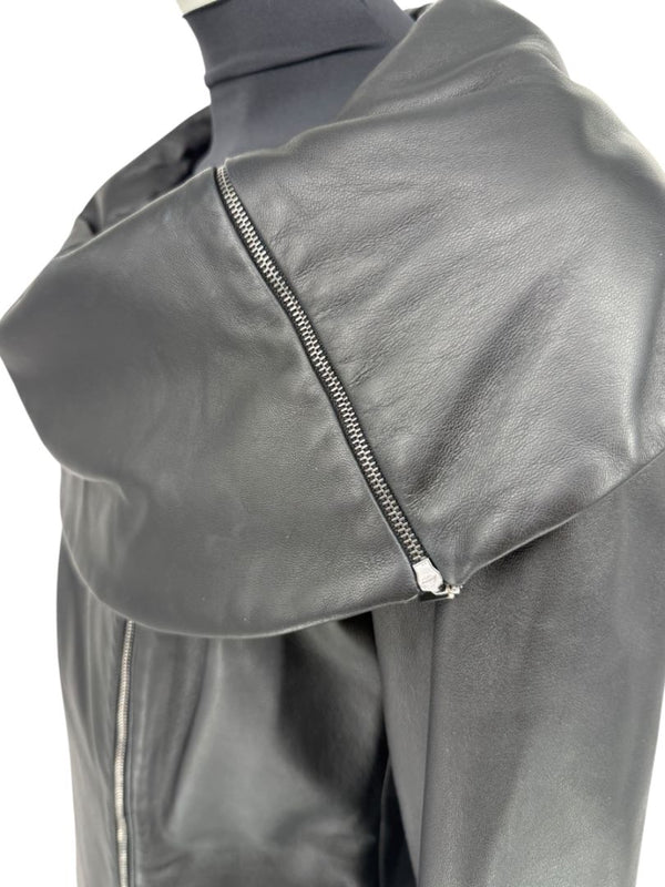 Armani Collezioni Black Leather Sculpted Jacket – Size 12