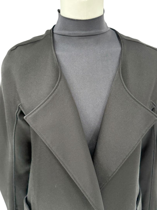 Pamella Roland Black Open-Front Longline Coat – Large