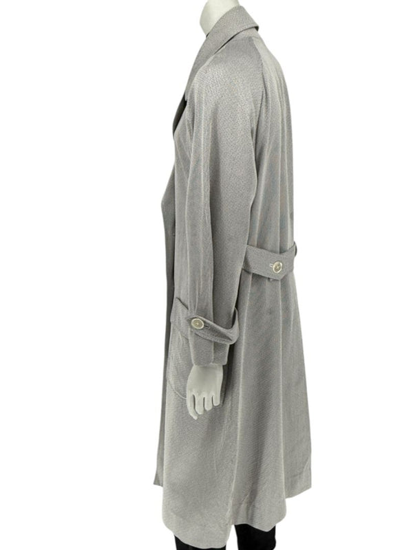 Pamella Roland Grey Cape Style Trench Jacket Double Breasted – Large