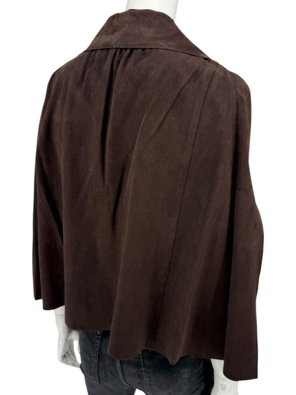 Akris Chocolate Brown Suede Cape Jacket – Size 12