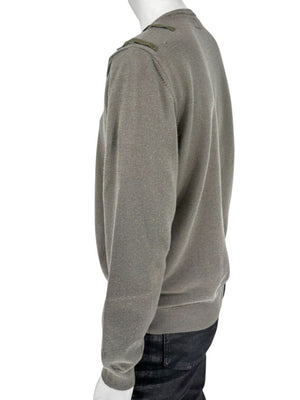 Burberry London Sage Green Merino Wool Military Sweater – Mens Size S