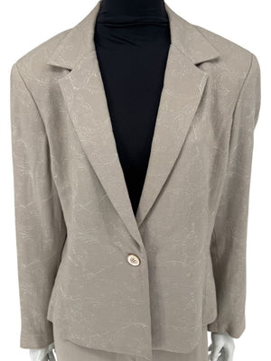 Oscar by Oscar de la Renta Taupe Embroidered Pantsuit – Size 14