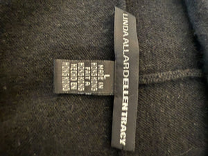 Linda Allard Ellen Tracy Black Wool Sleeveless Wrap Vest – Size L
