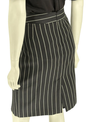 Armani Collezioni Black Pinstripe Wool Skirt – Size 12