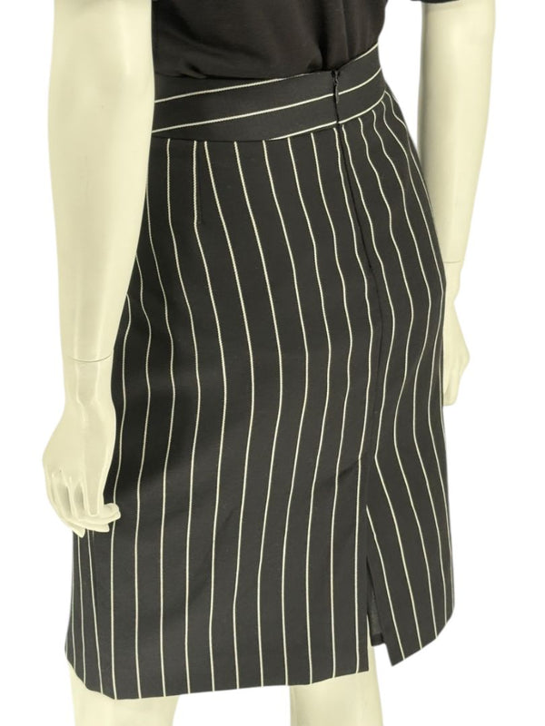 Armani Collezioni Black Pinstripe Wool Skirt – Size 12