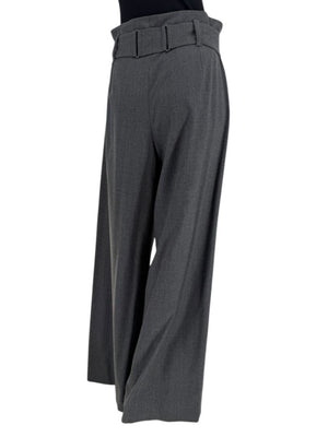 Armani Collezioni Gray High-Waisted Belted Wide-Leg Trousers – Size 10