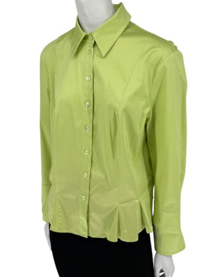 Escada Lime Green Cotton Blend Tailored Blouse – Size 42