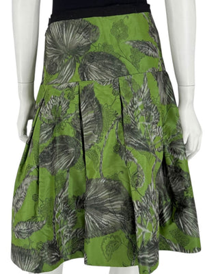 Oscar de la Renta Green Floral Silk Skirt – Fall 2008 - Size 16