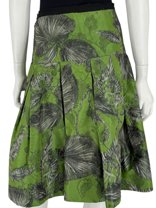 Oscar de la Renta Green Floral Silk Skirt – Fall 2008 - Size 16