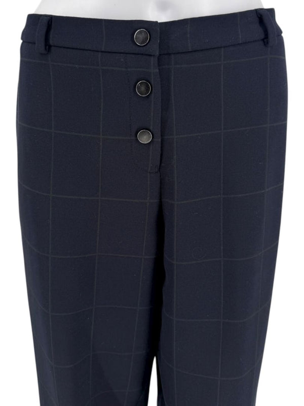 Armani Collezioni Navy Windowpane Check Trousers – Size 48