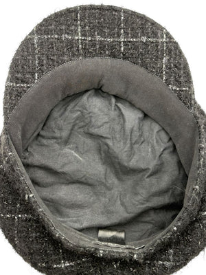 CHANEL Black Tweed Newsboy Cap with Signature Chain Trim