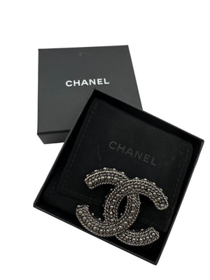Chanel Gunmetal Rope & Studded CC Brooch – Fall 2011 Stamped