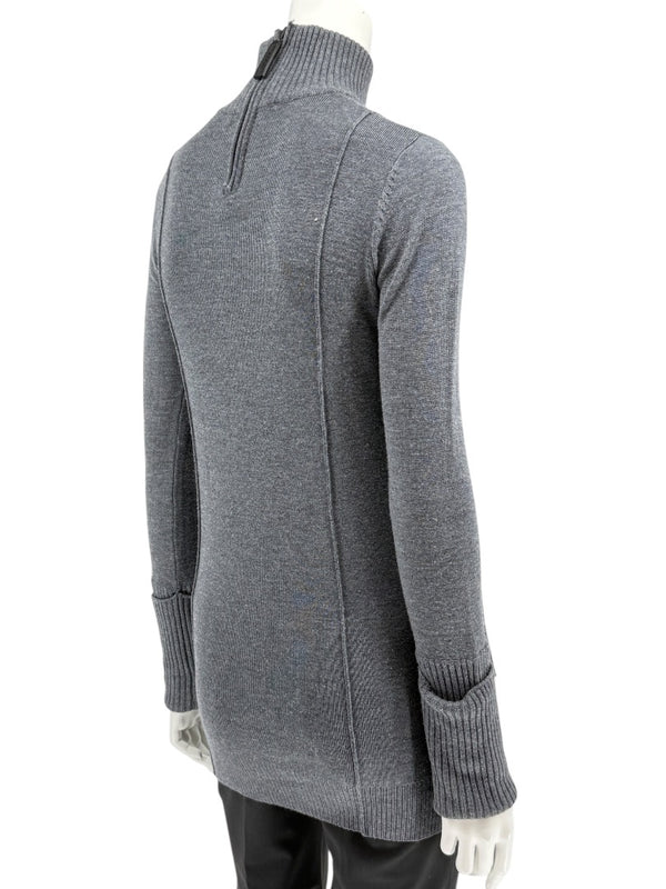 Burberry Sport Grey Wool Zip-Detail Turtleneck Sweater – Size: XS