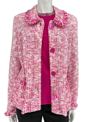 Escada Pink & Ivory Textured Button-Front Jacket – Size 46