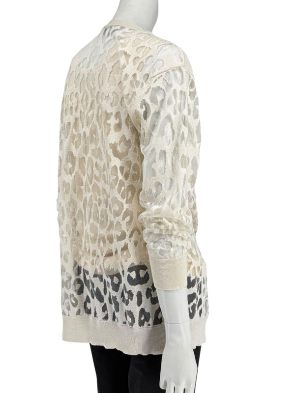 Magaschoni Ribbed Tank & Mesh Leopard Cardigan Twin Set – Size XL