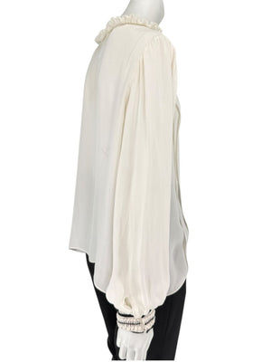 Oscar de la Renta Ivory Sheer Ruffled Blouse – Size 12