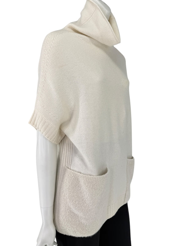 Loro Piana Ivory Cashmere & Silk Cowl-Neck Sweater – Size 44