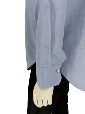Brunello Cucinelli Light Blue Cotton Button-Front Shirt with Monili Trim – Size XL