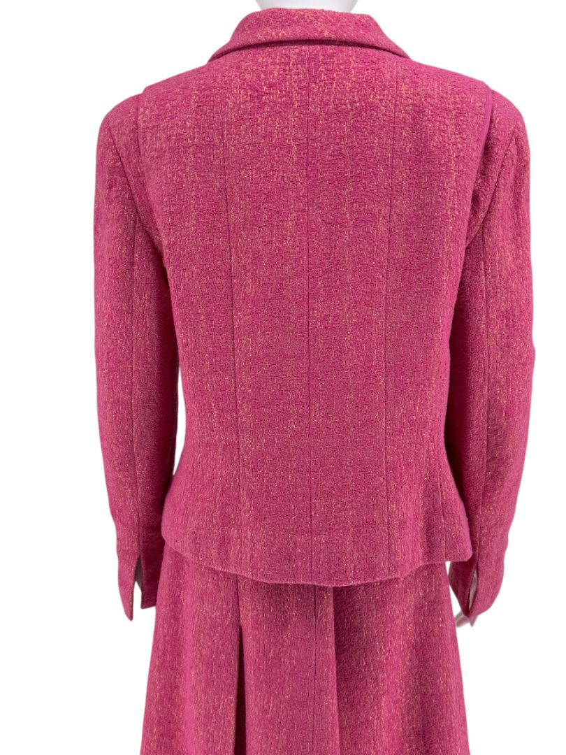 Chanel Pink and Gold Lurex Skirt Suit, Cruise 2001 - Size 44