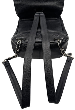 Chanel 1996-1997 Black Caviar Triple CC Backpack - Silver Hardware *RARE*