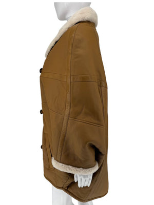 Saint Laurent Oversized Shearling Toggle Coat - Size 8