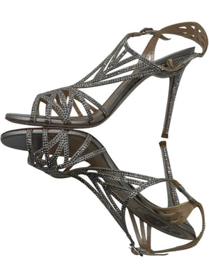 René Caovilla Silver Crystal-Embellished Sandals – Size 39 - BNIB