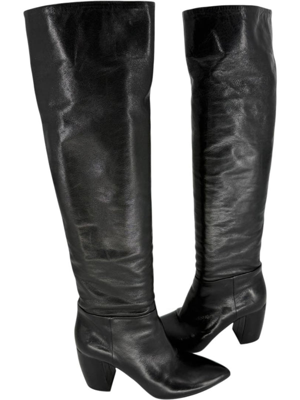 Prada Black Leather Knee-High Boots – Size 39.5