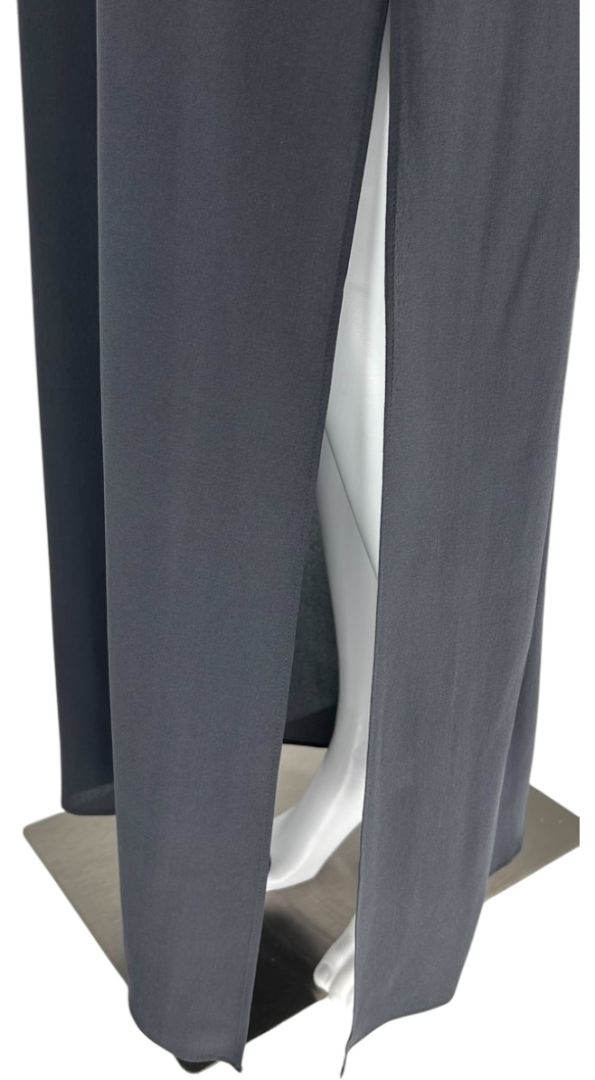 Brunello Cucinelli Black Silk Maxi Dress with Ruffled Shoulder Detail – Size XL