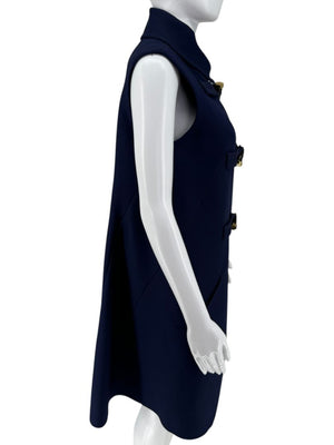 Derek Lam Navy Sleeveless Wool-Silk Blend Toggle Dress – Size IT 42 / US 6