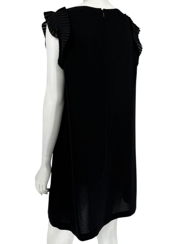 Lafayette 148 Black Shift Dress with Pleated Ruffle Sleeves – Size M