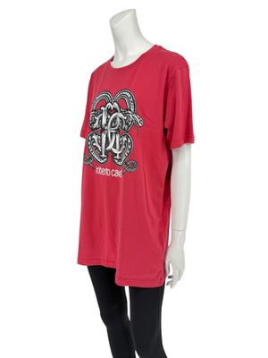 Roberto Cavalli Red Graphic Snake Logo T-Shirt – Size XXL