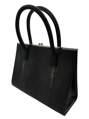 Crawford Black Shagreen/Stingray Top Handle Bag w/ 925 Silver Hardware