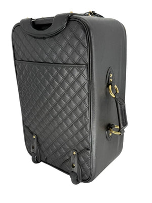 Marc Jacobs Quilted Black Leather Carry-On Suitcase – 20.8" x 14.2" x 8.3"