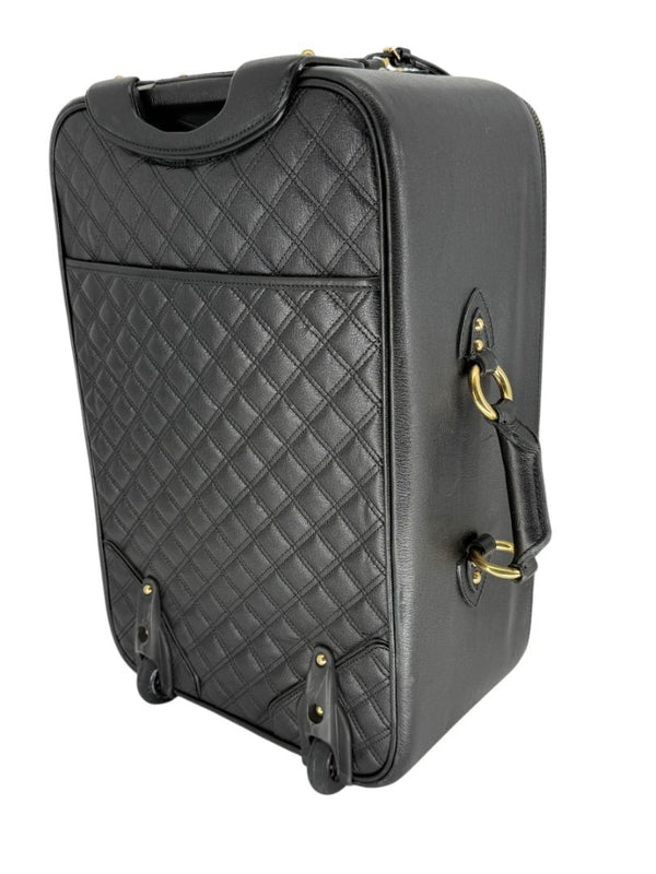 Marc Jacobs Quilted Black Leather Carry-On Suitcase – 20.8" x 14.2" x 8.3"
