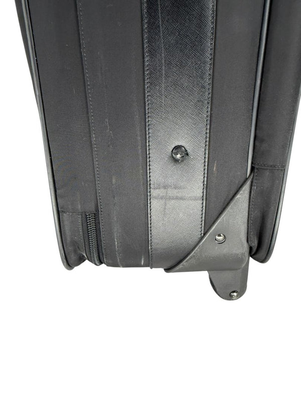 Prada Black Nylon Rolling Suitcase with Saffiano Leather Trim – 26.5" x 17.5" x 9.5"