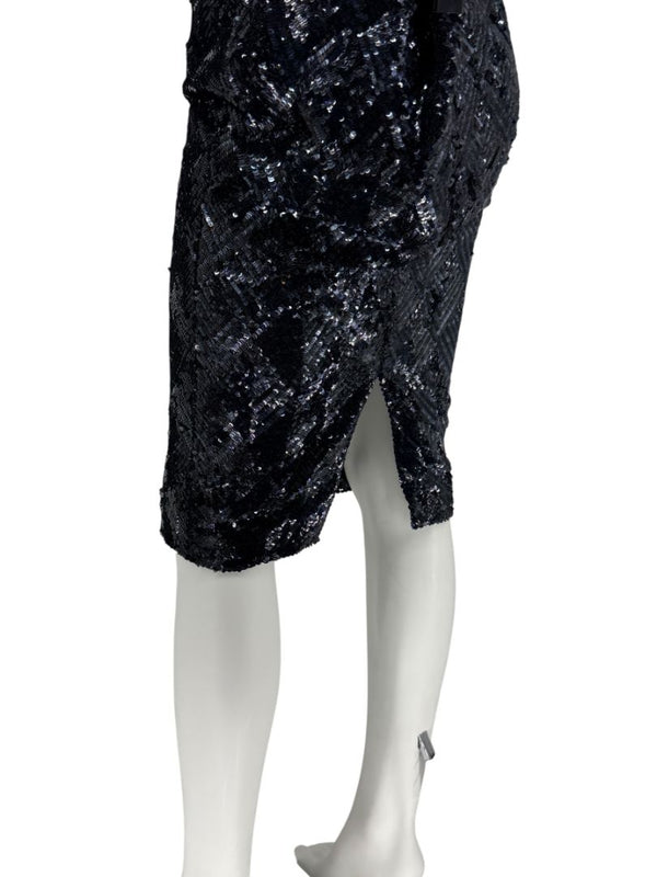 Pamella Roland Black Sequin Pencil Skirt – Large