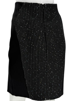 Pamella Roland Black Textured Sequin Skirt - Large
