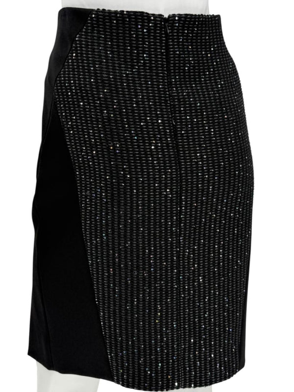 Pamella Roland Black Textured Sequin Skirt - Large