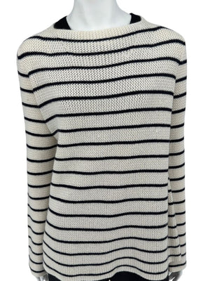 The Row Ivory & Navy Cashmere Striped Boatneck Sweater – Size S